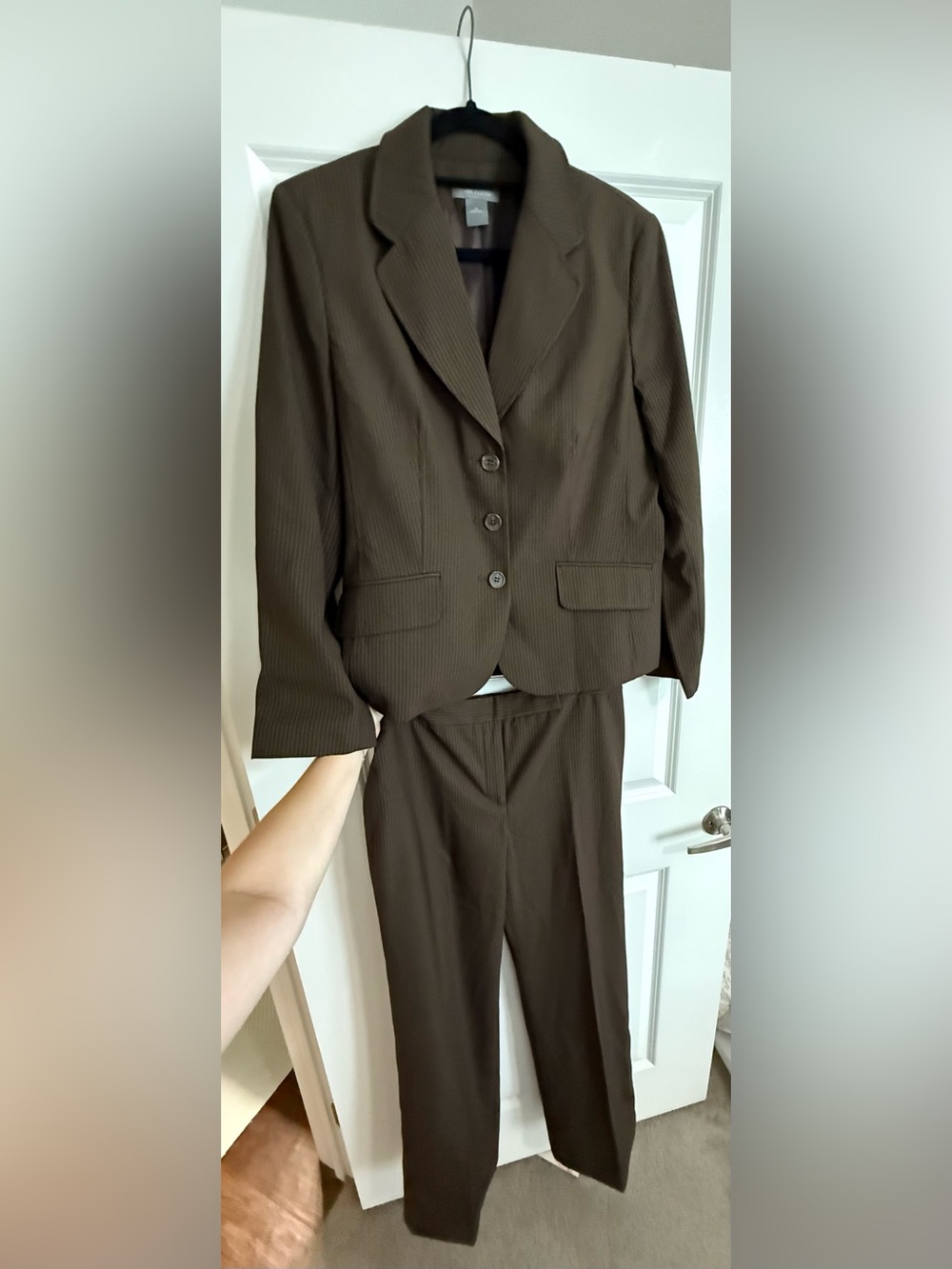Ann Taylor Brown Pinstripe Women's Suit - Blazer & Pants